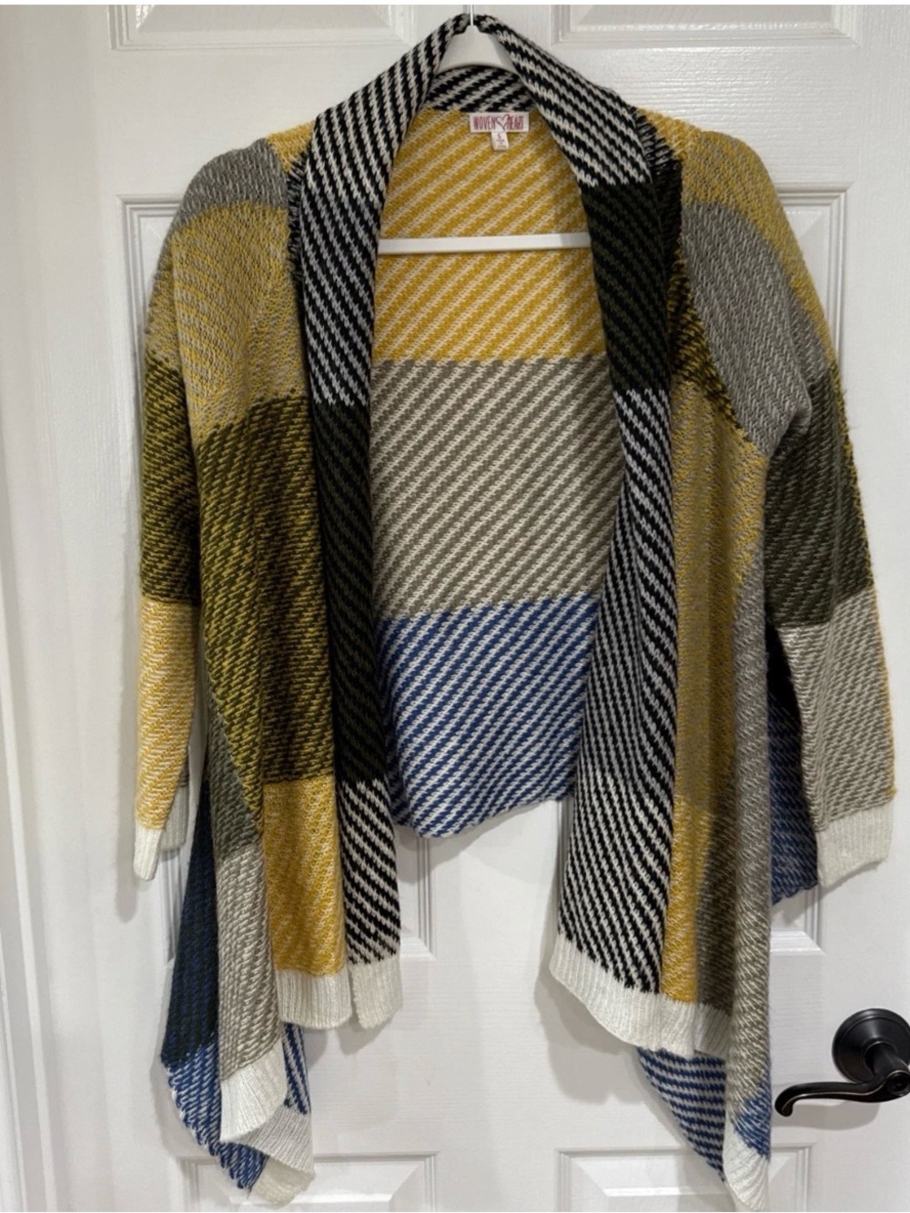 Woven Heart Women's Small Long Sleeve Open Front Cascading Cardigan Multicolor